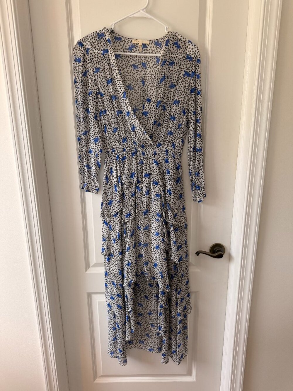 Maje Midi Layered V-Neck Floral Dress